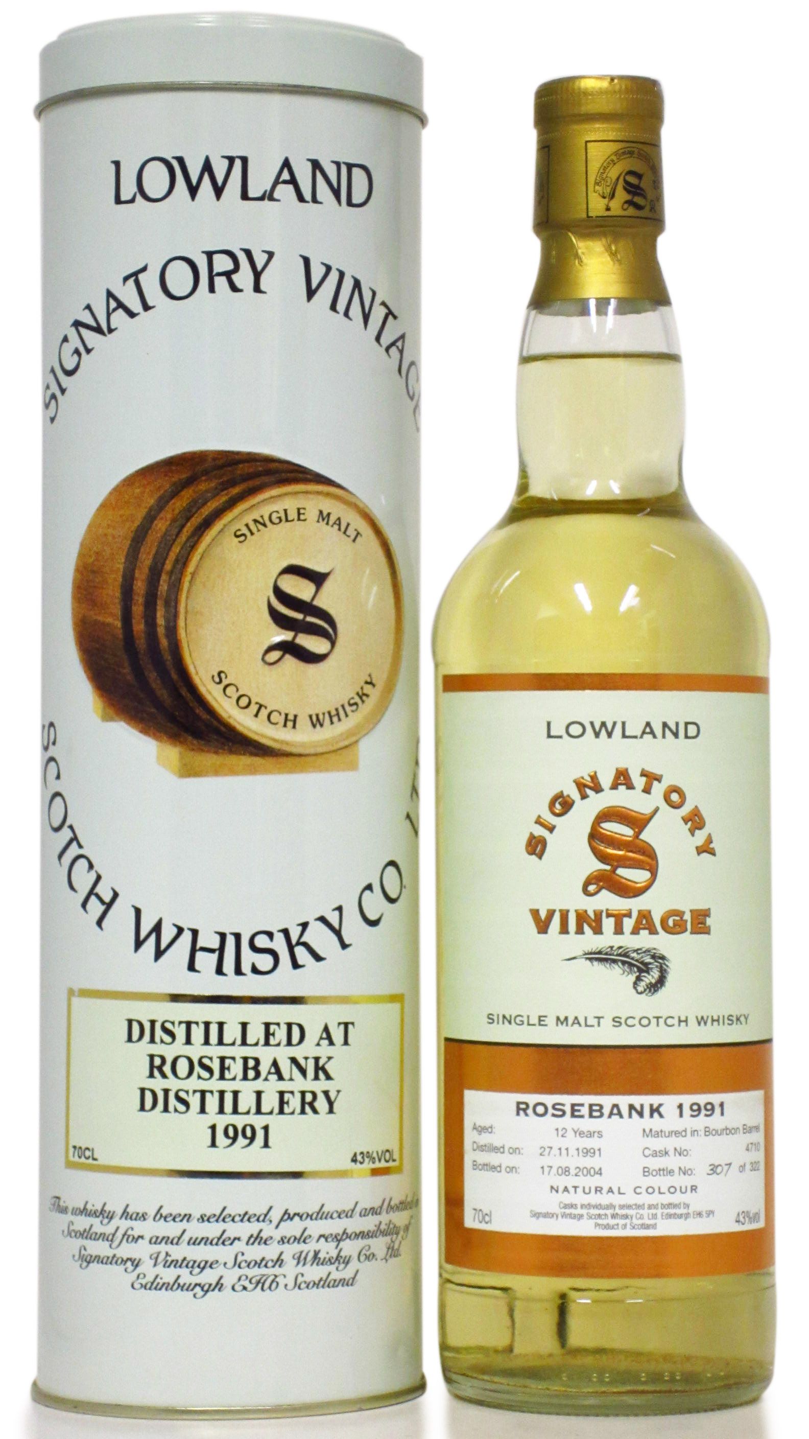 Rosebank (silent) Signatory Vintage Single Malt Scotch Whisky