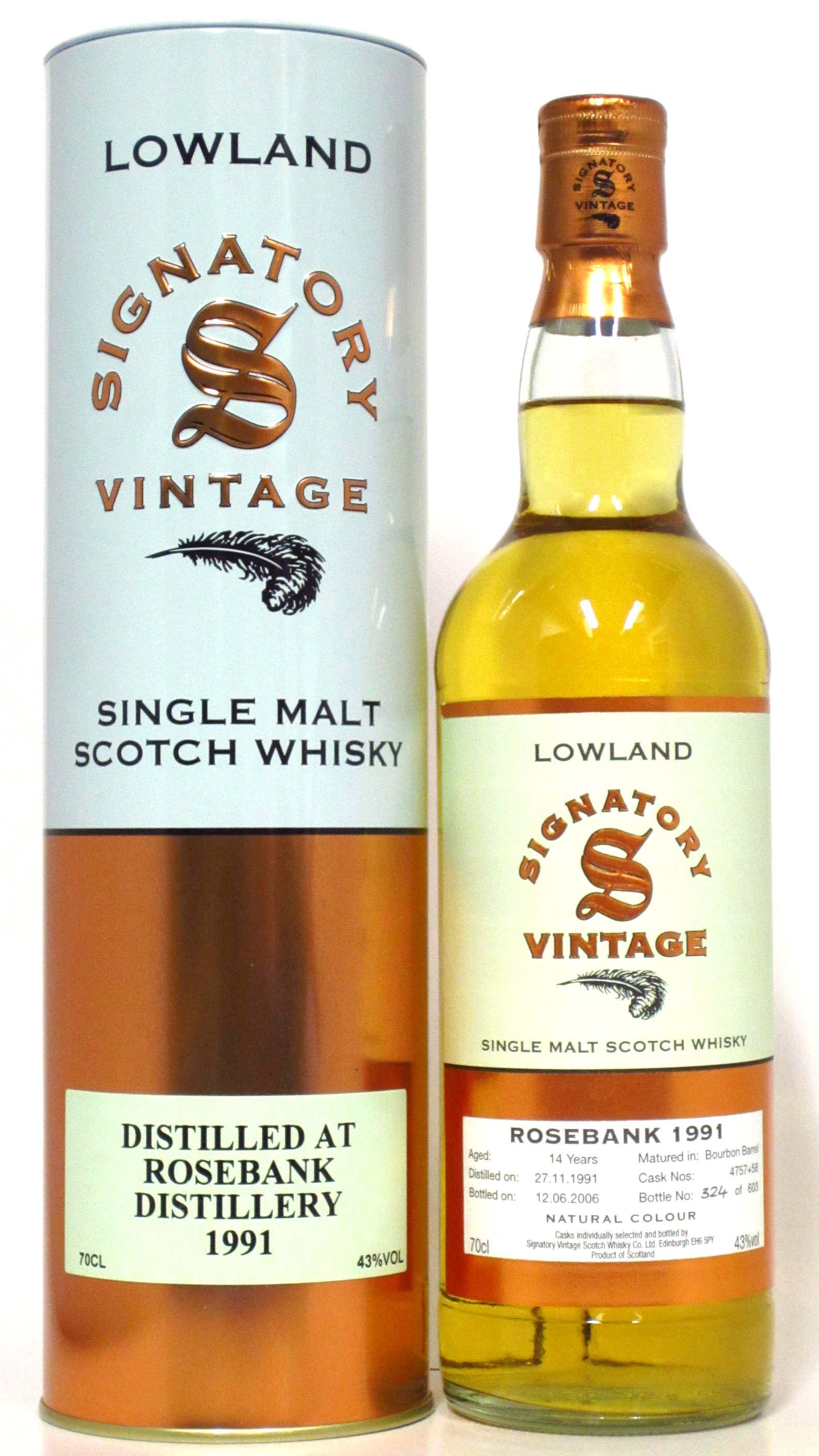 Rosebank (silent) Signatory Vintage Single Malt Scotch Whisky