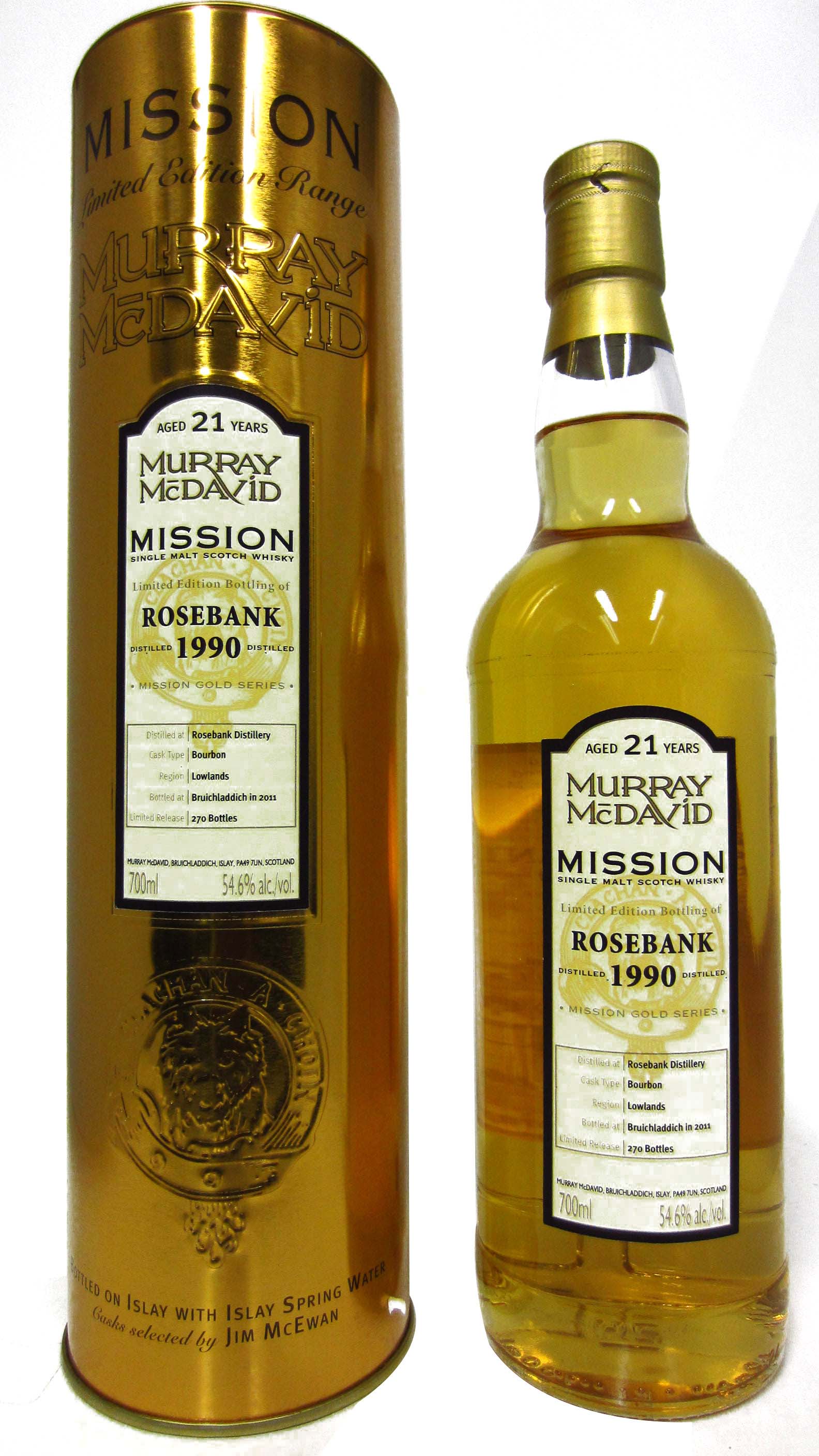 Rosebank (silent) Murray McDavid Mission Gold Series Single Malt Scotch Whisky
