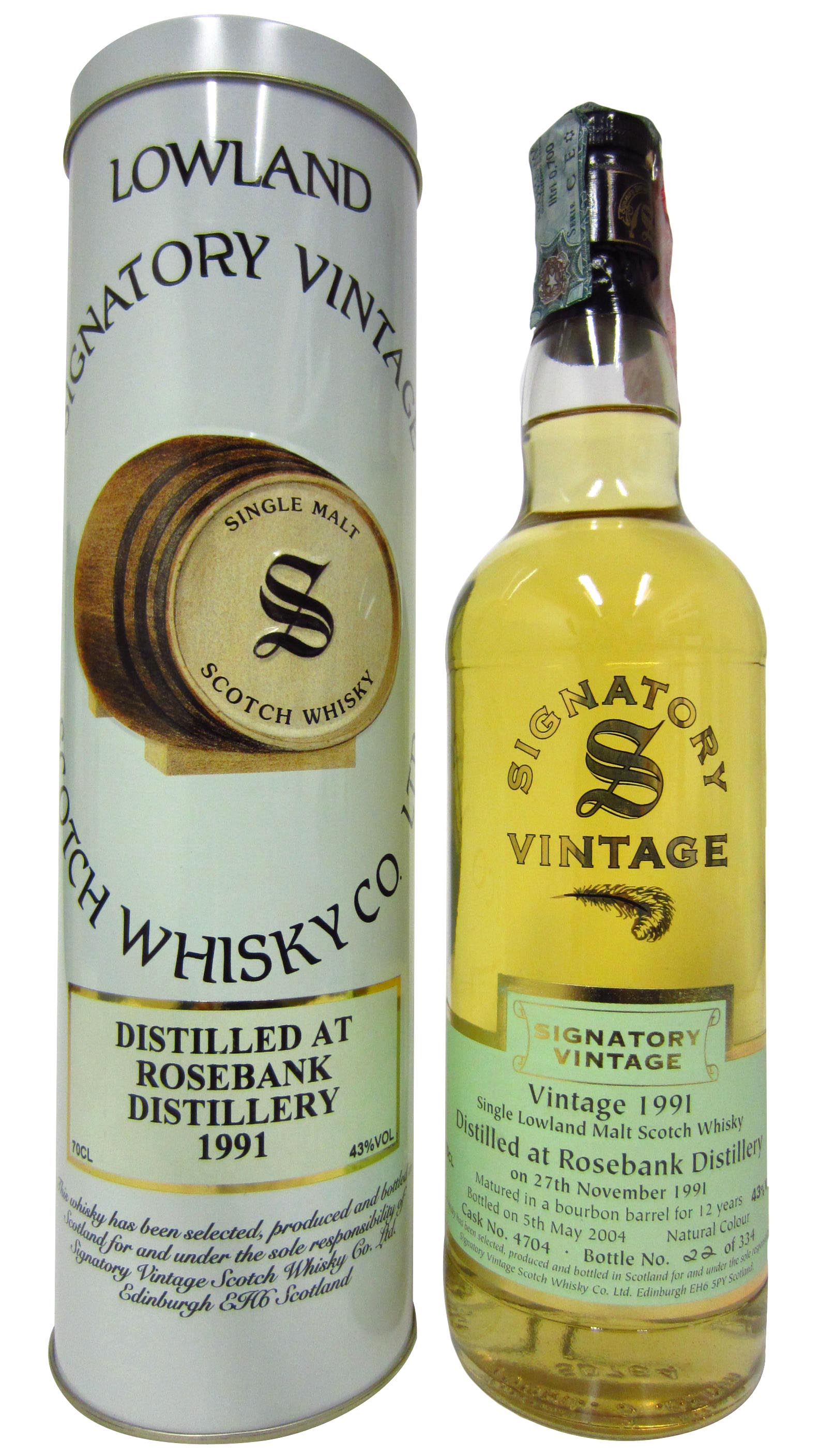 Rosebank (silent) Signatory Vintage Single Malt Scotch Whisky