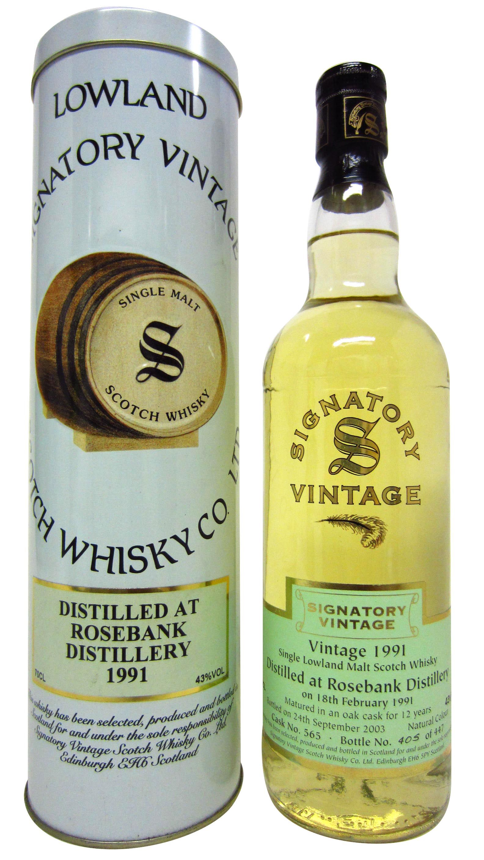 Rosebank (silent) Signatory Vintage Single Malt Scotch Whisky