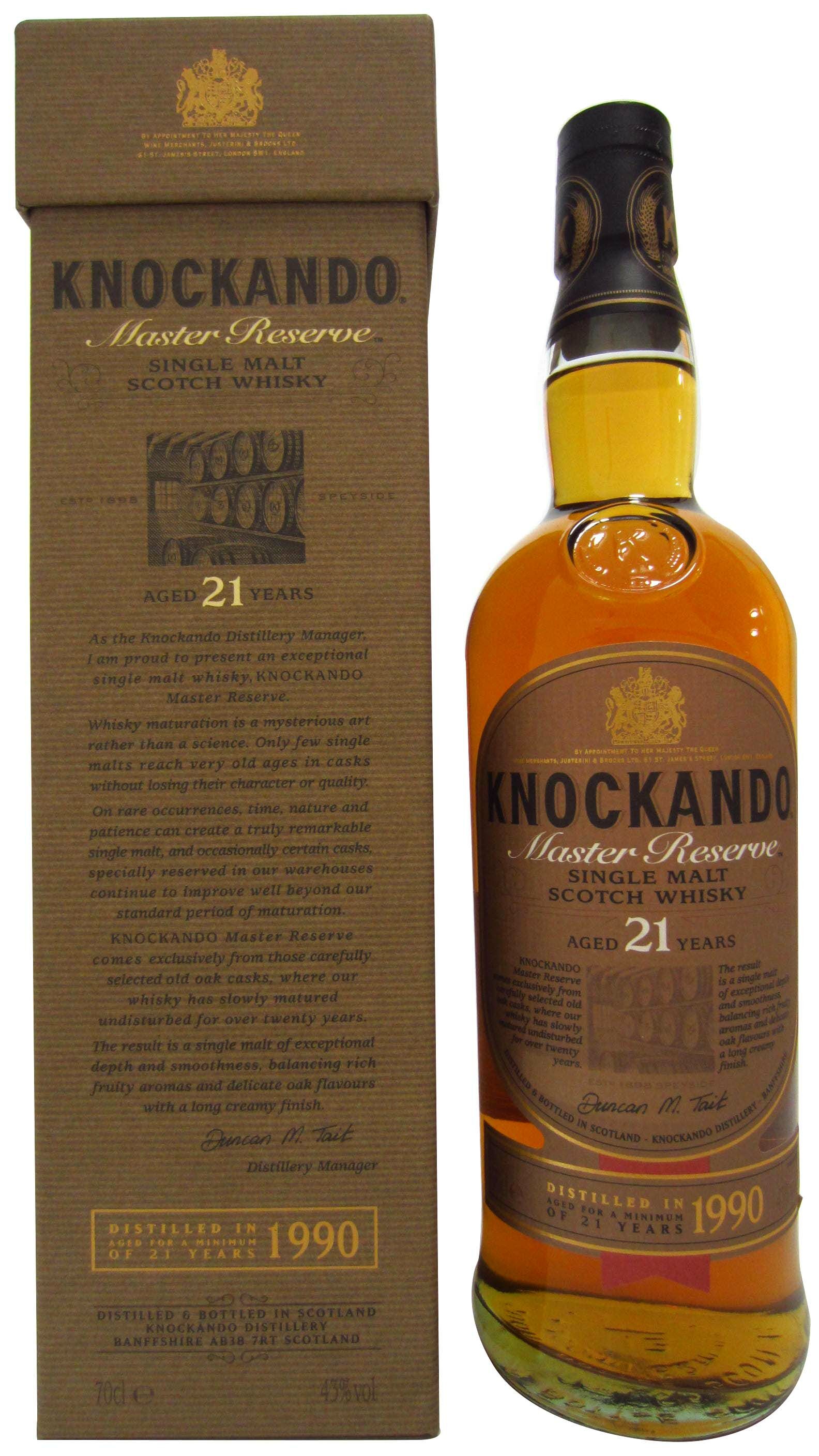 KNOCKANDO Master Reserve 21年 700ml 43% Knockando master reserve 21 years old + 2 glasses - single