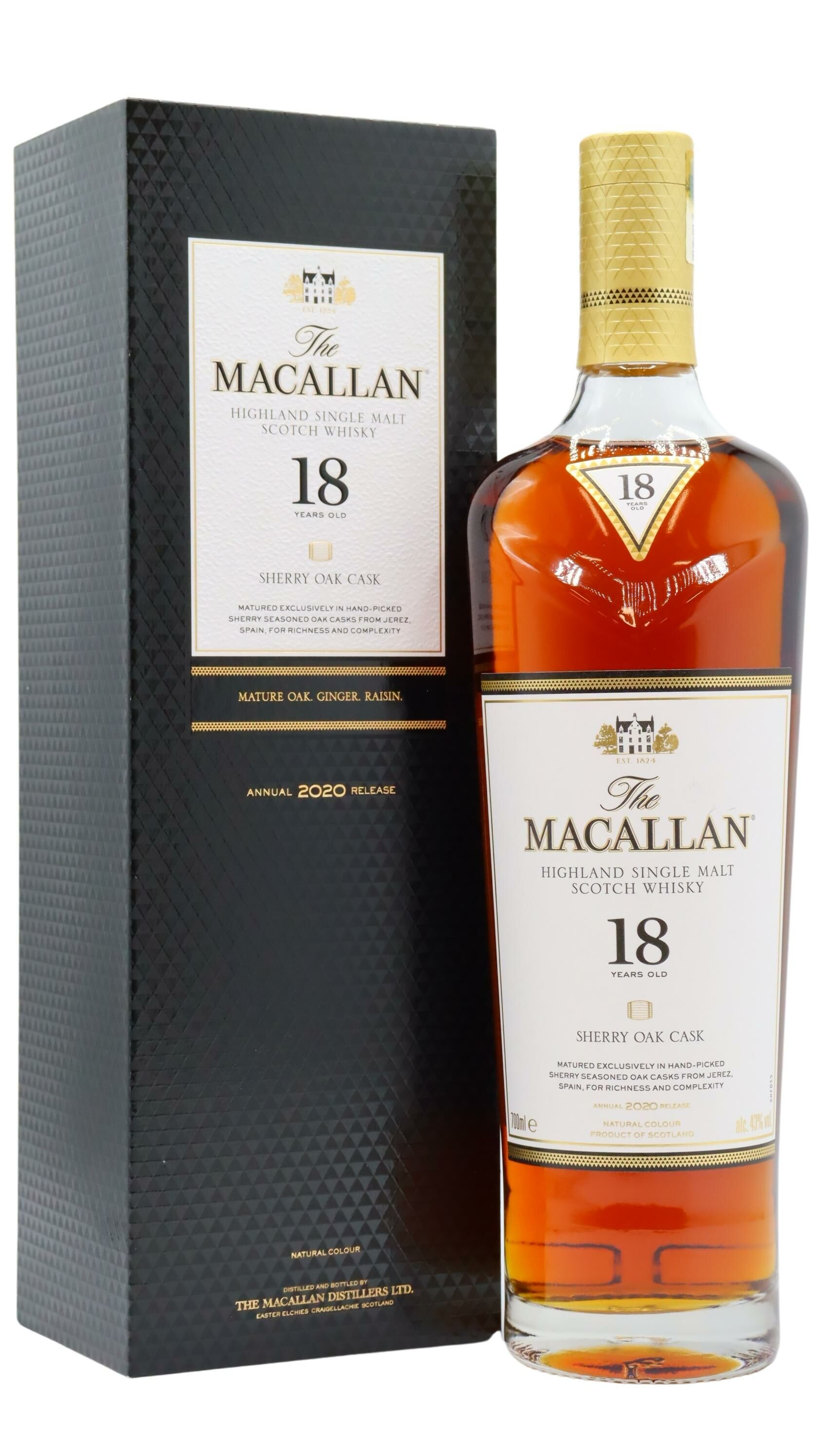The Macallan 18年 2020 シェリーオークカスク 700ml The Macallan - 18 year old 2020 Release Sherry Oak Highland Single