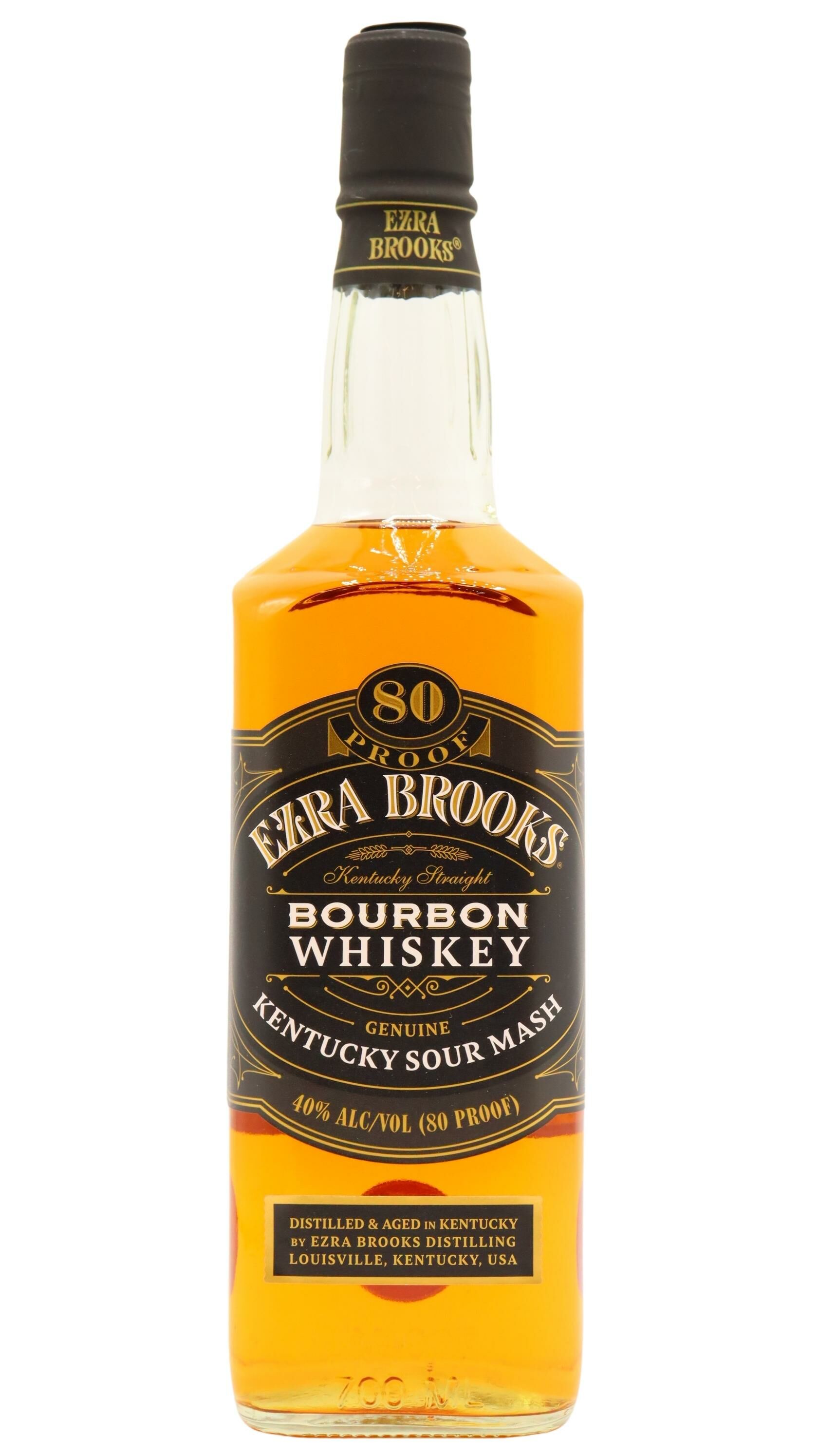 Ezra Brooks - Straight Bourbon Black Label 80 Proof Whiskey 70cl