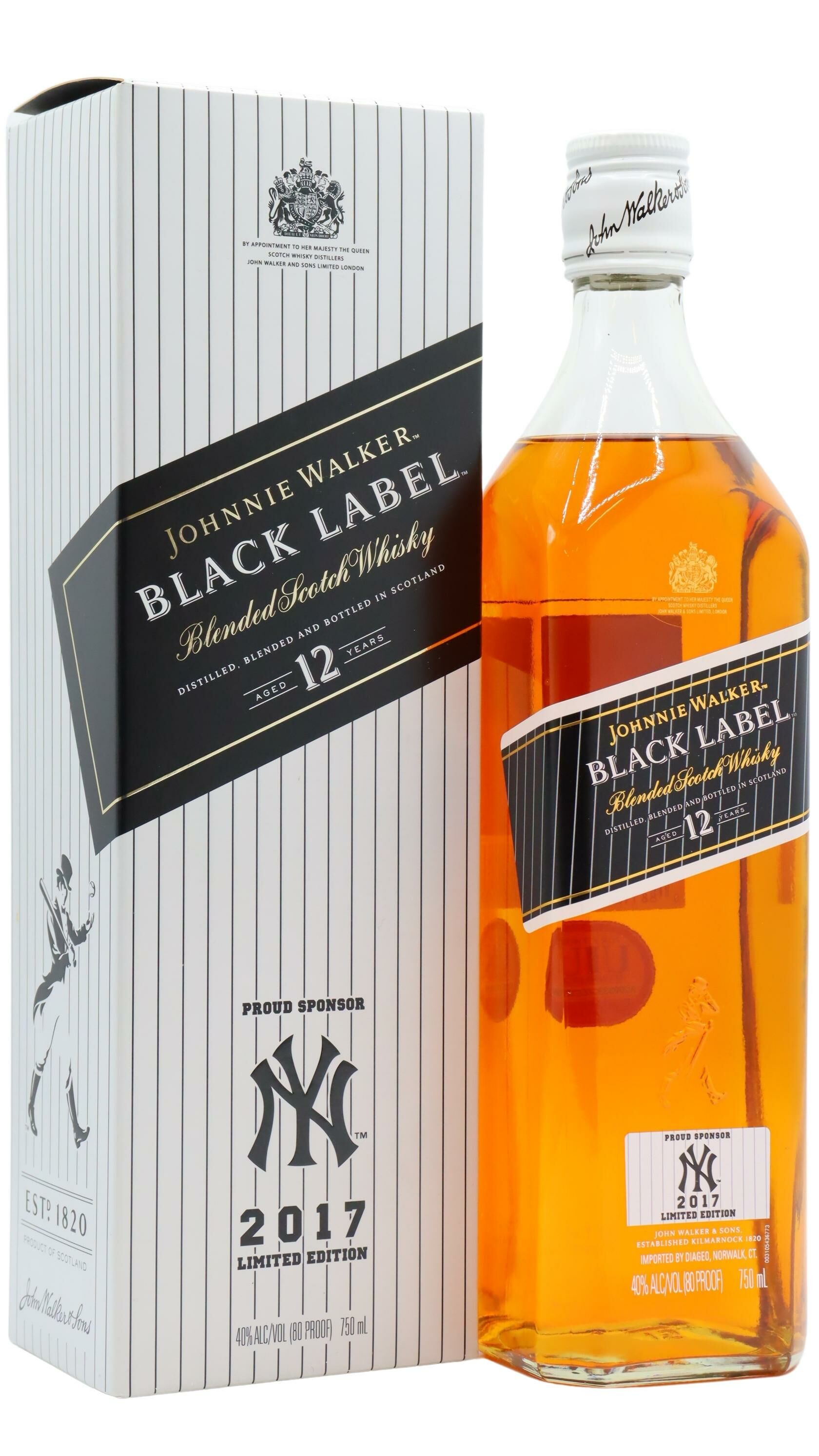 未開封 Johnnie Walker Black Label 白紋章 古酒　3本 Johnnie Walker - Black Label New York Yankees 2017 Edition Blended