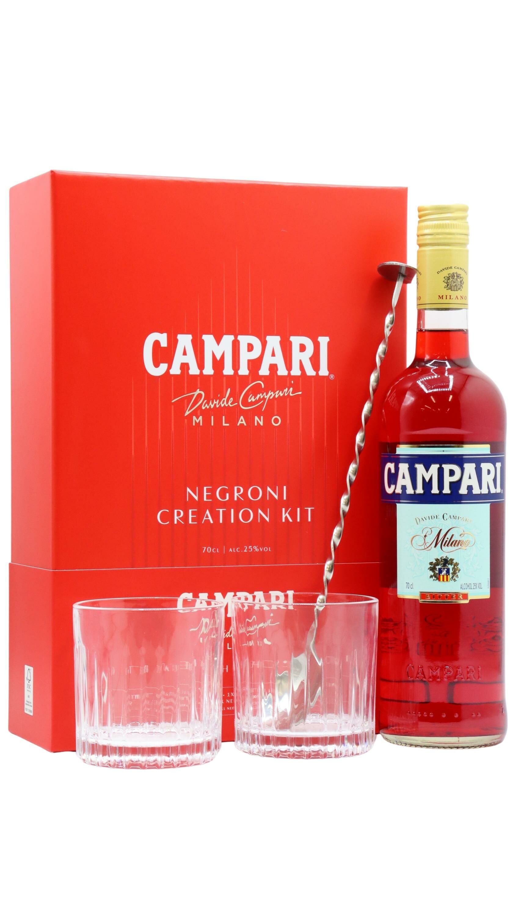 Campari - Italian Bitter 70cl 25% ABV Negroni Creation Kit Gift