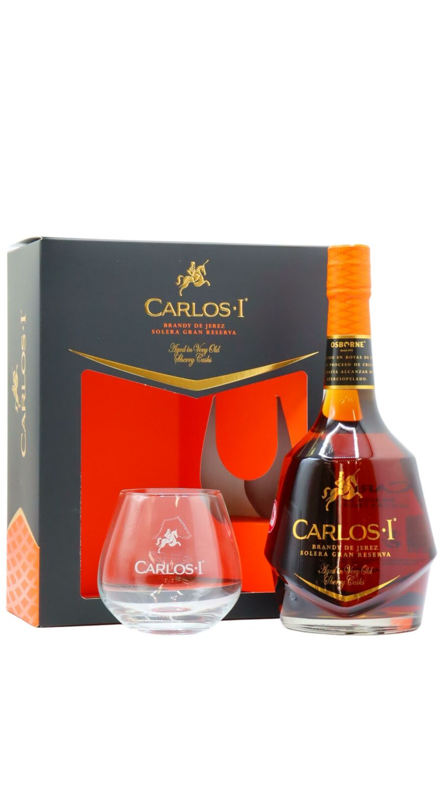 Carlos I - Solera Gran Reserva Brandy Glass Pack 100cl 40% ABV