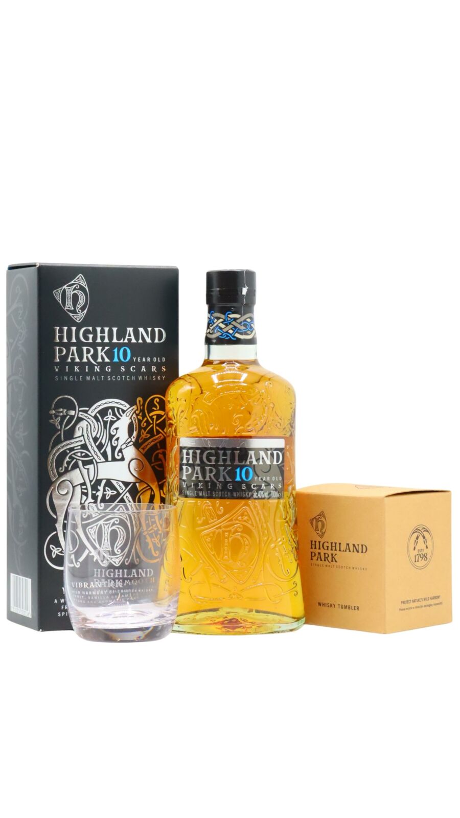 Highland Park Glass & Single Malt Scotch 10 year old Whisky 70cl 40