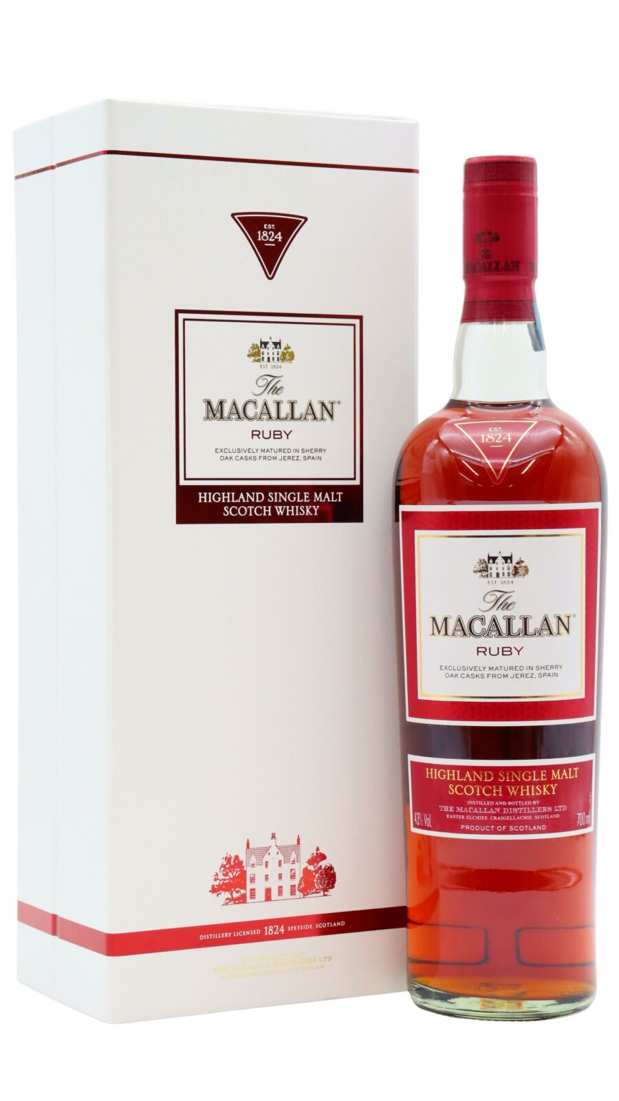 空き瓶　The Macallan Ruby ハイランドシングルモルトウイスキー Macallan - 1824 Series - Ruby Single Malt Scotch Whisky 70cl