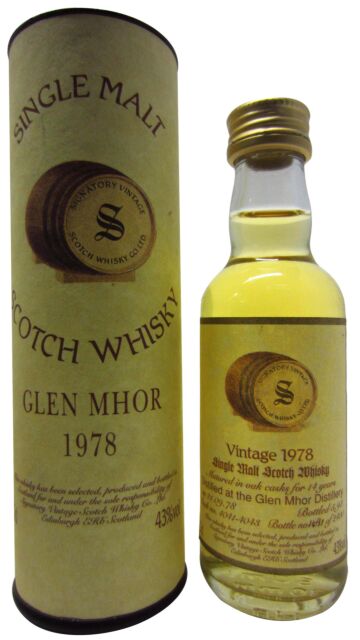 Glen Mhor (silent) - Signatory Vintage Single Malt Scotch 1978 14 year old Whisky Miniature