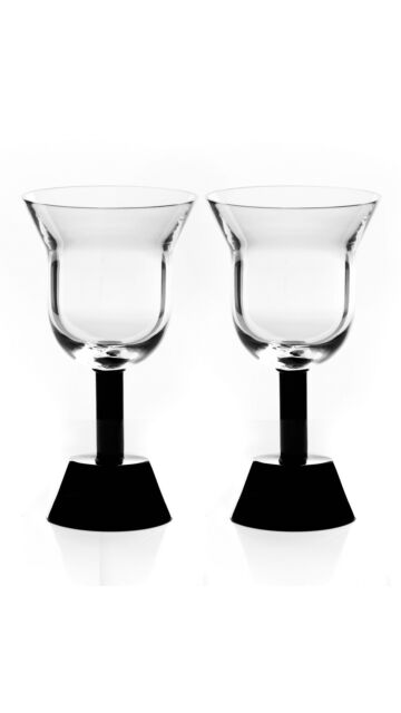 Ettore Sottsass - Orfeo Calice Acqua Nero Water Goblet (Black) (Twin Pack)