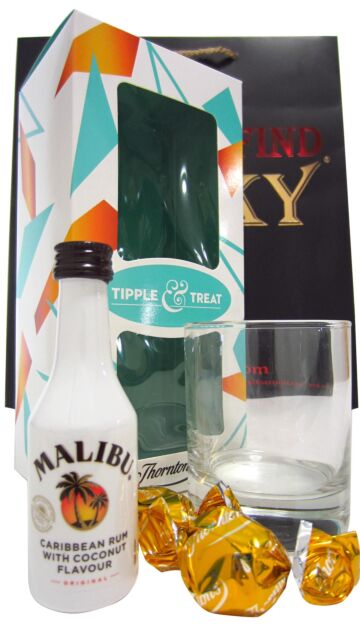 Malibu - Coconut Rum Liqueur Chocolates & Glass Gift Pack
