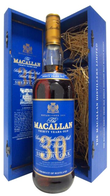 The Macallan - Sherry Oak Blue Label Highland Single Malt Scotch 30 year old Whisky (USA Edition)