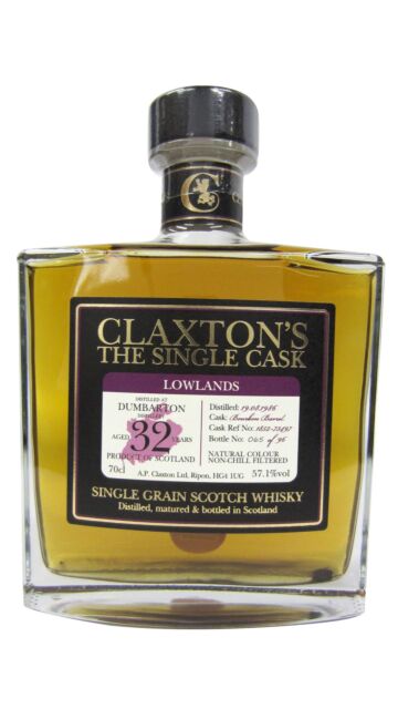 Dumbarton (silent) - Claxton's Single Cask Grain 1986 32 year old Whisky