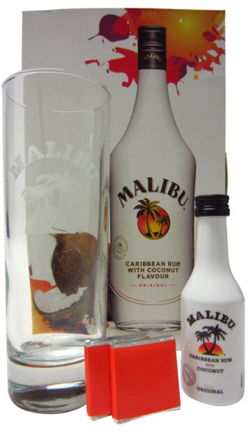 Malibu - Coconut Rum Liqueur Miniature & Glass Gift Pack