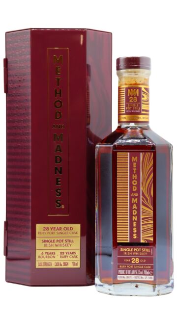 Method and Madness - Ruby Port Pipe Single Pot Still Irish  28 year old Whiskey