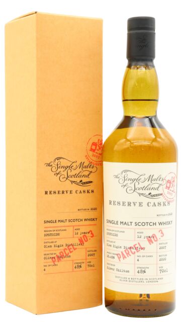 Glen Elgin - Single Malts Of Scotland - Reserve Cask - Parcel #3 2007 12 year old Whisky