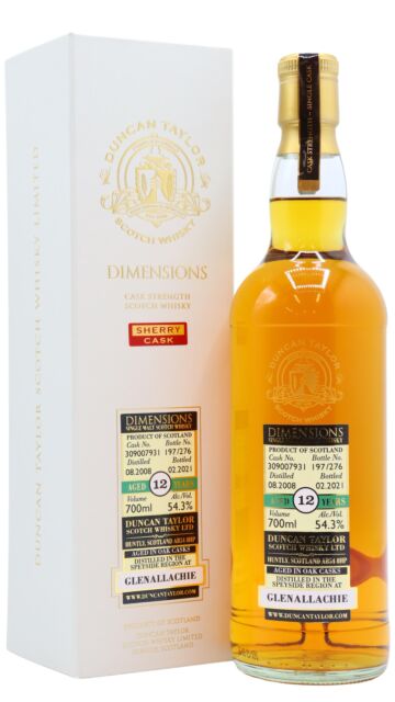 GlenAllachie - Duncan Taylor Dimensions Single Cask #309007931 2008 12 year old Whisky