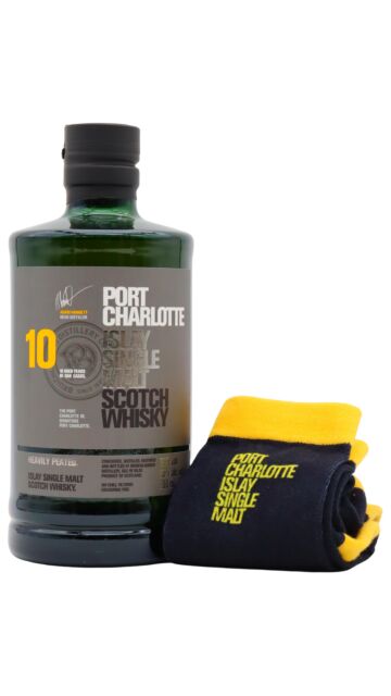 Port Charlotte - Heavily Peated Islay Single Malt Scotch 10 year old Whisky (Includes Socks)