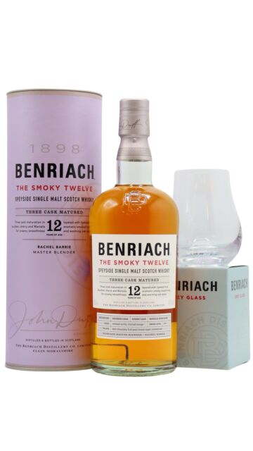 Benriach - The Smoky Twelve Single Malt Scotch 12 year old Whisky (Includes Branded Glass)