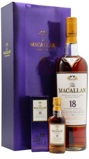 The Macallan - 2009 Release Sherry Oak Highland Single Malt Scotch 1991 18 year old Whisky & Miniature