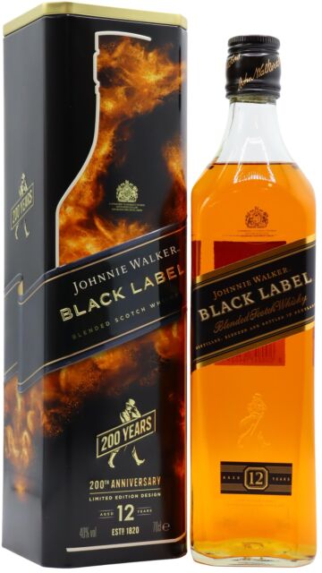 Johnnie Walker - Black Label 200th Anniversary Blended Scotch 12 year old Whisky & Gift Tin