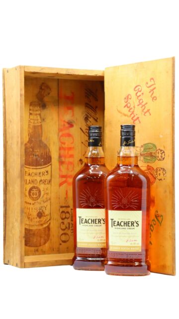 Teacher's - Vintage Wooden Box & Highland Cream Blended Scotch Whisky
