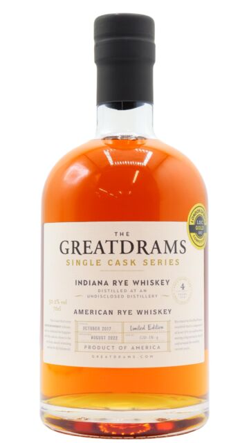 Indiana Rye - Great Drams Rare Cask American Rye 2017 4 year old Whiskey