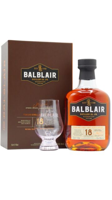 Balblair - Highland Single Malt Scotch 18 year old Whisky (Includes Glencairn Glass)