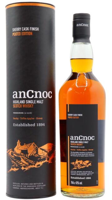 anCnoc - Peated Sherry Cask Highland Single Malt Scotch Whisky (Old Bottling)