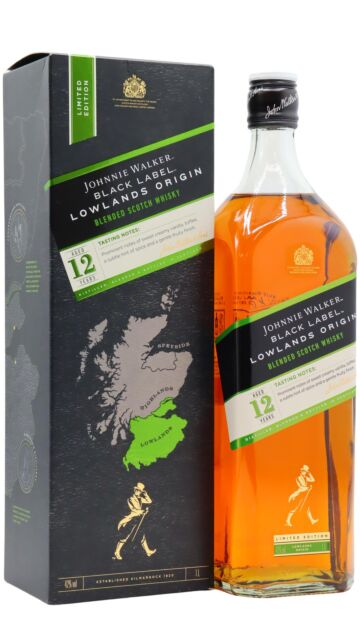 Johnnie Walker - Black Label Lowlands Origin Blended Scotch 12 year old Whisky (1 Litre)