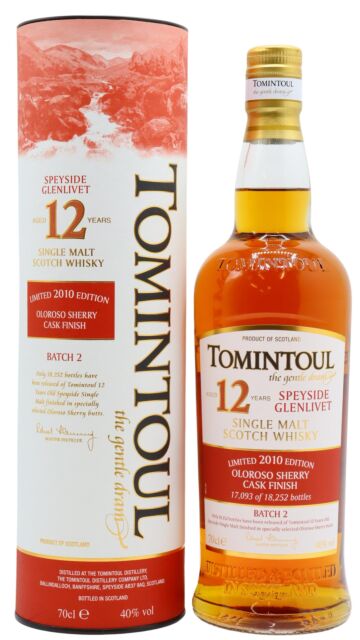 Tomintoul - Oloroso Sherry Cask Batch #2 Speyside Single Malt Scotch 2010 12 year old Whisky