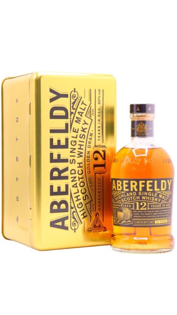 Aberfeldy - Highland Single Malt Scotch 12 year old Whisky Gold Bar Gift Tin