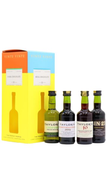 Taylor's - Vinte Vinte Chocolates & Chip Dry, Select Reserve, LBV & Tawny Port Miniature Gift Pack