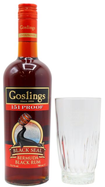 Goslings - 151 Proof Black Seal Rum (Includes Highball Glass)