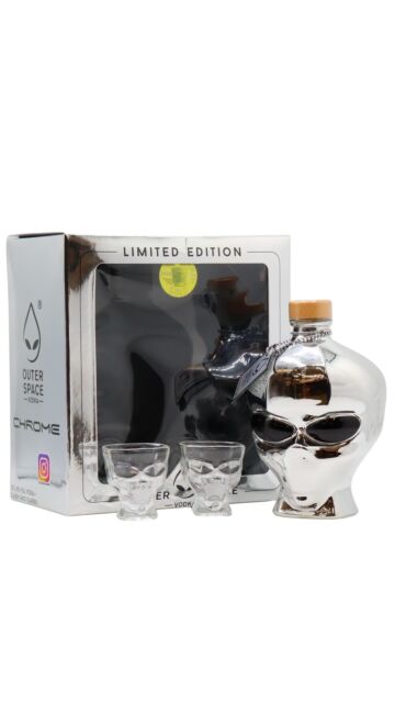 Outer Space - Limited Edition Chrome Alien Head Vodka Glass Pack