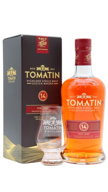 Tomatin - Tawny Port Finish Highland Single Malt Scotch 14 year old Whisky (Includes Glencairn Glass)