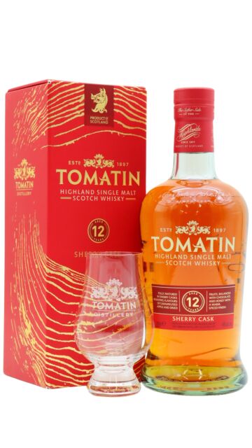 Tomatin - Sherry Cask Matured Highland Single Malt Scotch 12 year old Whisky (Includes Glencairn Glass)