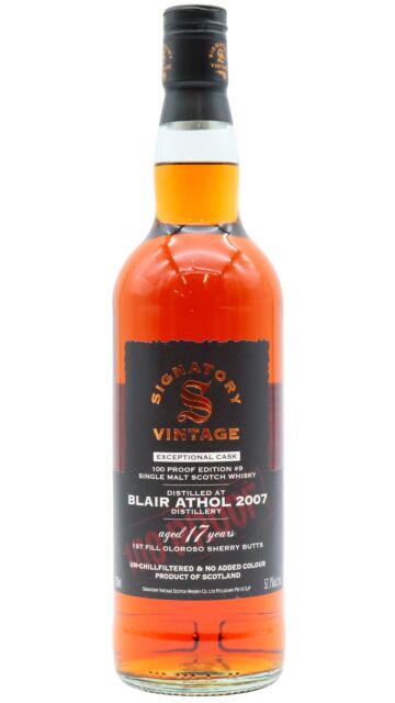 Blair Athol - Signatory Vintage 100 Proof Exceptional Cask Batch #9 Single Malt Scotch 2007 17 year old Whisky