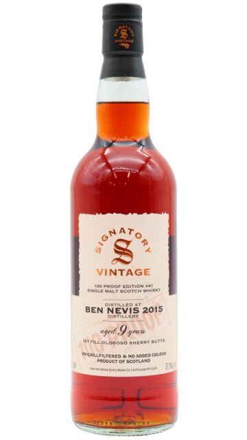 Ben Nevis - Signatory Vintage 100 Proof Batch #41 Single Malt Scotch 2015 9 year old Whisky