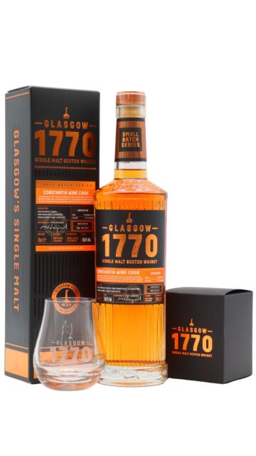 Glasgow 1770 - Constantia Wine Cask Unpeated Single Malt Scotch 5 year old Whisky (Includes Branded Glass)