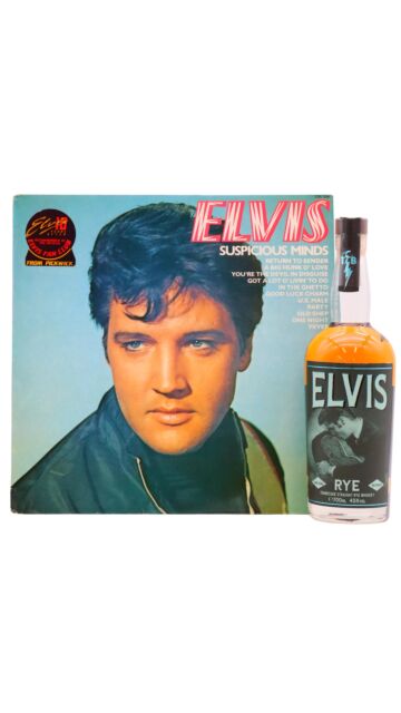 Elvis - The King Straight Rye Whiskey (Includes Elvis Presley Suspicious Minds Vinyl Album)