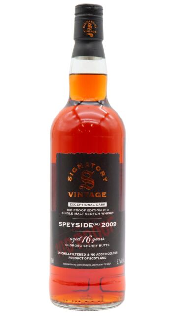 Undisclosed Speyside - (M) Signatory Vintage 100 Proof Exceptional Cask Batch #13 Single Malt Scotch 2009 16 year old Whisky