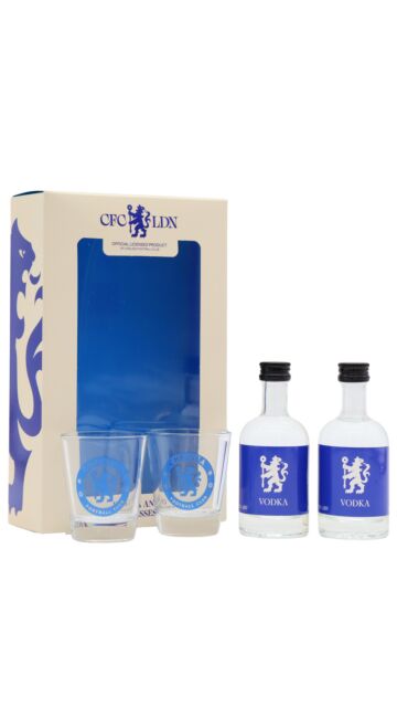 Chelsea F.C - Premium Vodka Miniature Gift Pack (Includes Shot Glasses)