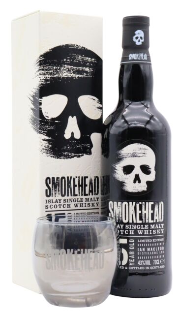 Smokehead - Islay Single Malt Scotch 15 year old Whisky (Includes Branded Glass)