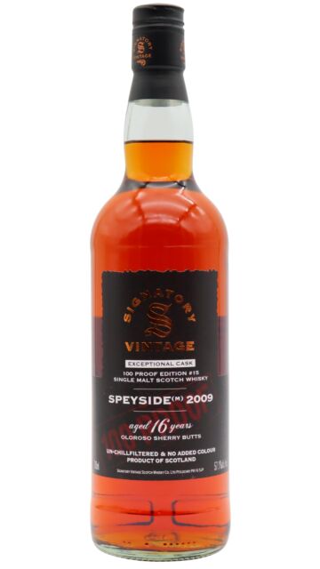 Undisclosed Speyside - (M) Signatory Vintage 100 Proof Exceptional Cask Batch #15 Single Malt Scotch 2009 16 year old Whisky