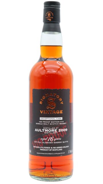 Aultmore - Signatory Vintage 100 Proof Exceptional Cask Batch #14 Single Malt Scotch 2009 16 year old Whisky