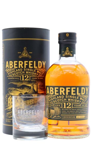 Aberfeldy - Highland Single Malt Scotch 12 year old Whisky (Includes Branded Glass)
