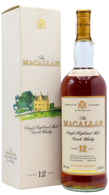 The Macallan - Single Highland Malt 12 year old Whisky (1 Litre) (1990's Bottling)