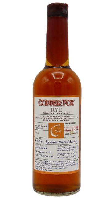 Copper Fox - Rye Grain 2011 1 year old Spirit